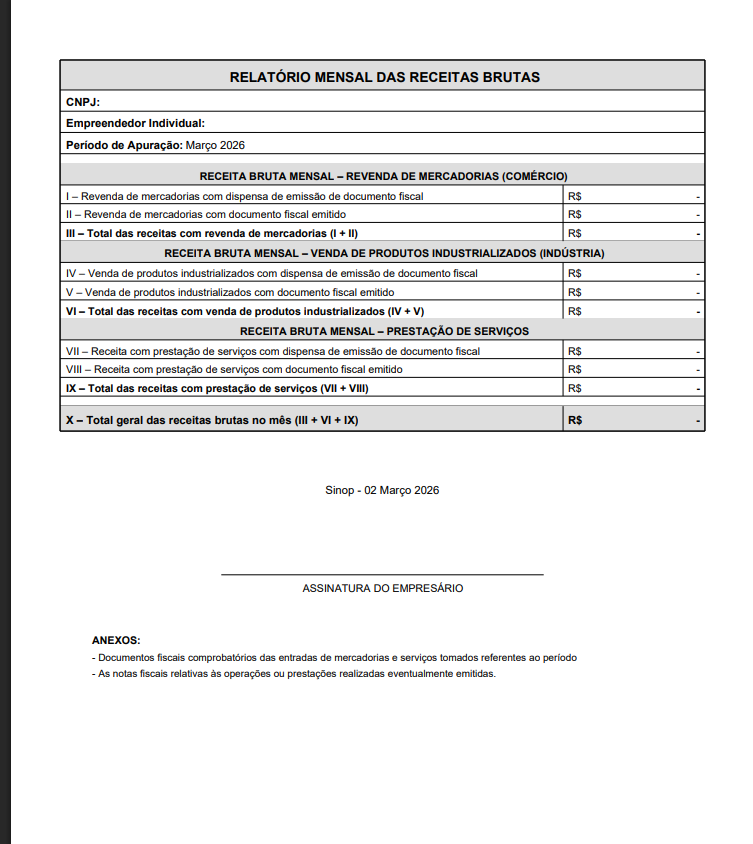 Relatório de Receita Bruta